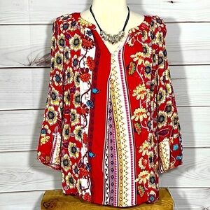 NWT Figueroa & Flower Floral Cherry Boho Top Size PXL
